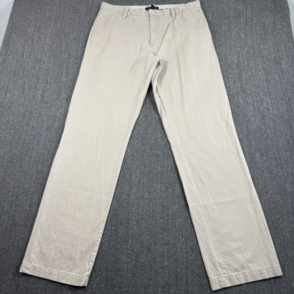 Banana Republic Gavin Chino Mens 33x34 Beige Khaki Pants 100% Cotton Straight